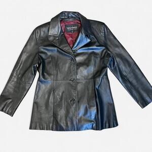 Vintage leather jacket 80s 1980s Women's coat 90s 100% Wilson’s leather size L